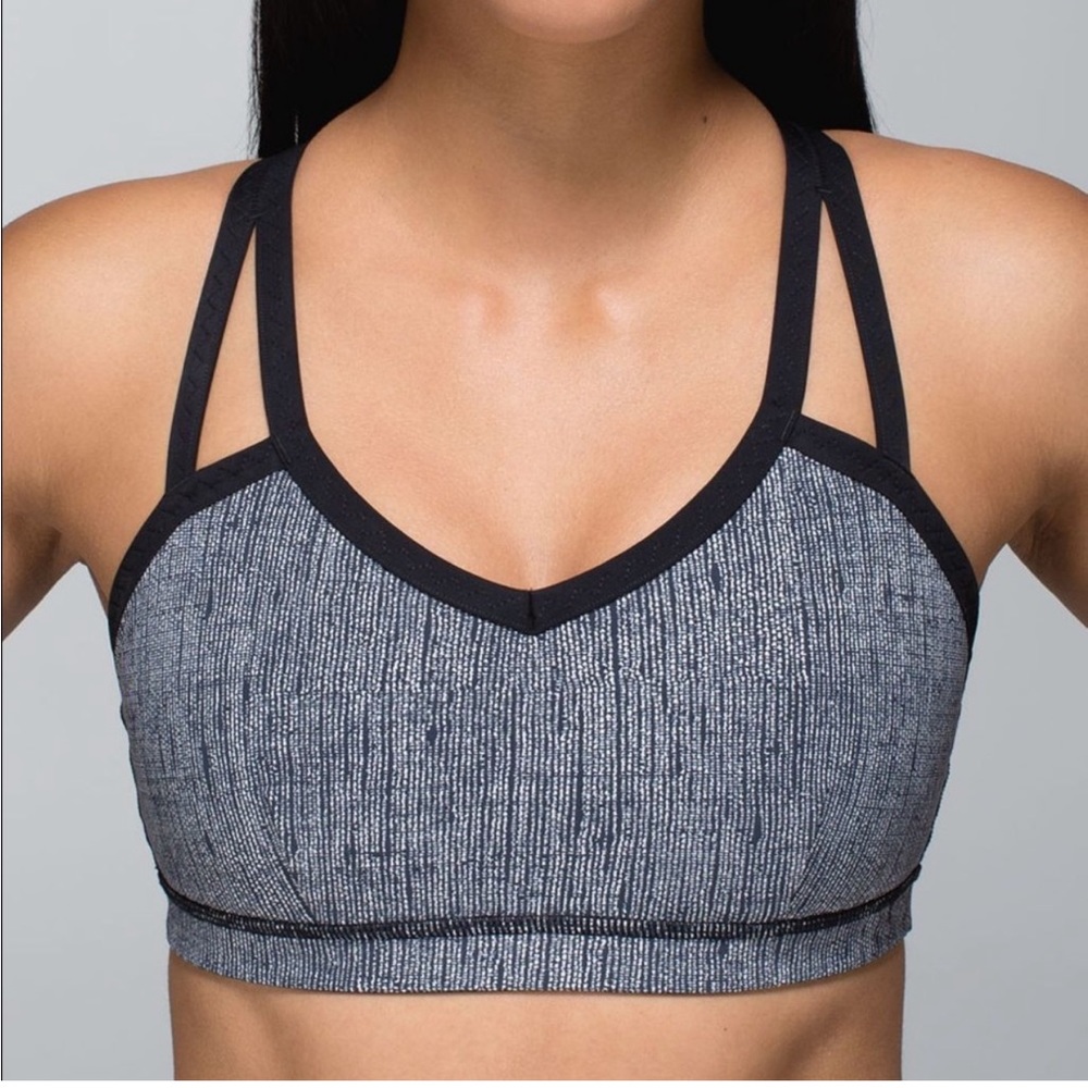 Lululemon Water Bound Bra - Burlap Texture Black Dune / Black swim top